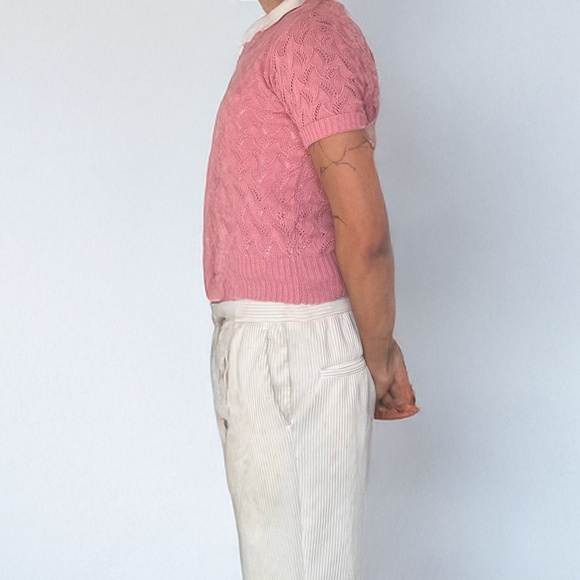 Vintage Pink Knit Short-Sleeve Sweater Vest – Small/Medium - Picture 2 of 3